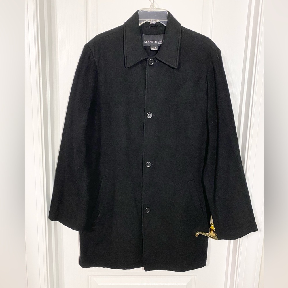 Kenneth Cole CASHMERE Wool Car Coat Y2K Vintage Black Men’s Medium
